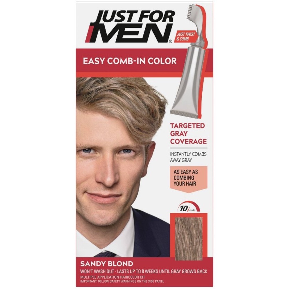 Just for Men Easy Comb -In Gray Hair Coloring for Men Comb Applicator-Sandy Blon